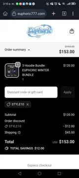 Euphoric coupon verification screenshot