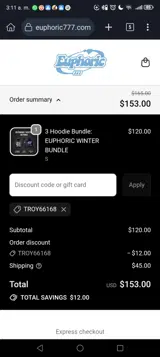 Euphoric coupon verification screenshot