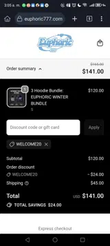 Euphoric coupon verification screenshot