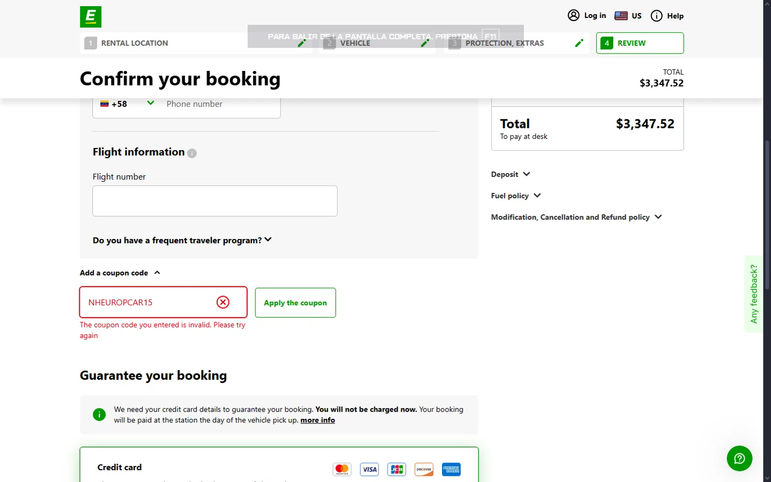 Europcar coupon code screenshot showing code NHEUROPCAR15 applied at Europcar checkout page. Uploaded by SimplyCodes community member GiornoGiovanna on Apr 18, 2025