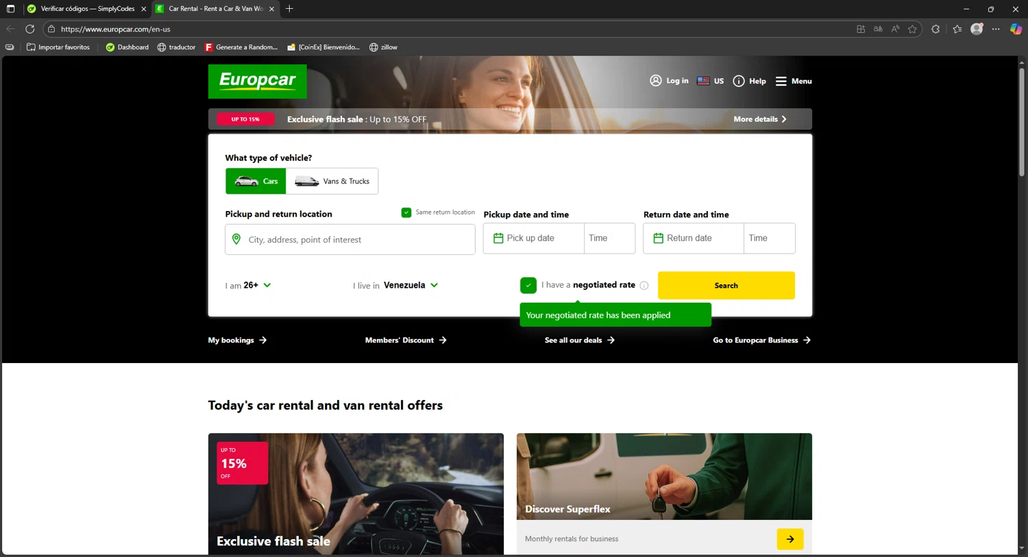 Europcar coupon code screenshot showing code 43922723 applied at Europcar checkout page. Uploaded by SimplyCodes community member SilverWizard1305 on Sep 9, 2025