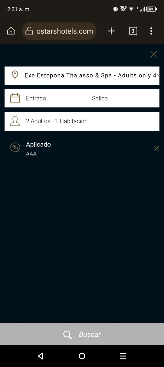 Eurostars Hotels promo code screenshot showing code aaa applied at Eurostars Hotels checkout page. Uploaded by SimplyCodes community member Son_Goku on May 18, 2025