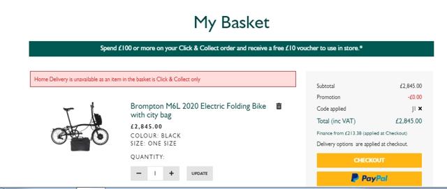 Evans Cycles checkout page showing Evans Cycles promo code box | Screenshot taken by SimplyCodes community member on Jul 29, 2020