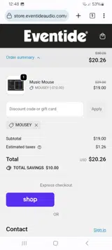 MOUSEY coupon verification screenshot