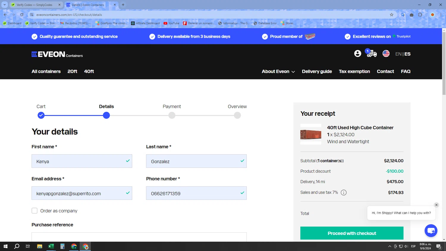 Eveon checkout page showing Eveon promo code box | Screenshot taken by SimplyCodes community member on Jun 9, 2024
