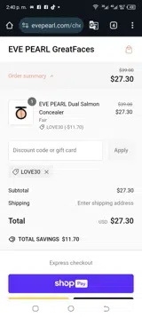 LOVE30 coupon verification screenshot