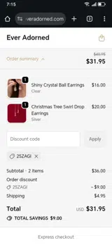 25ZAGI coupon verification screenshot