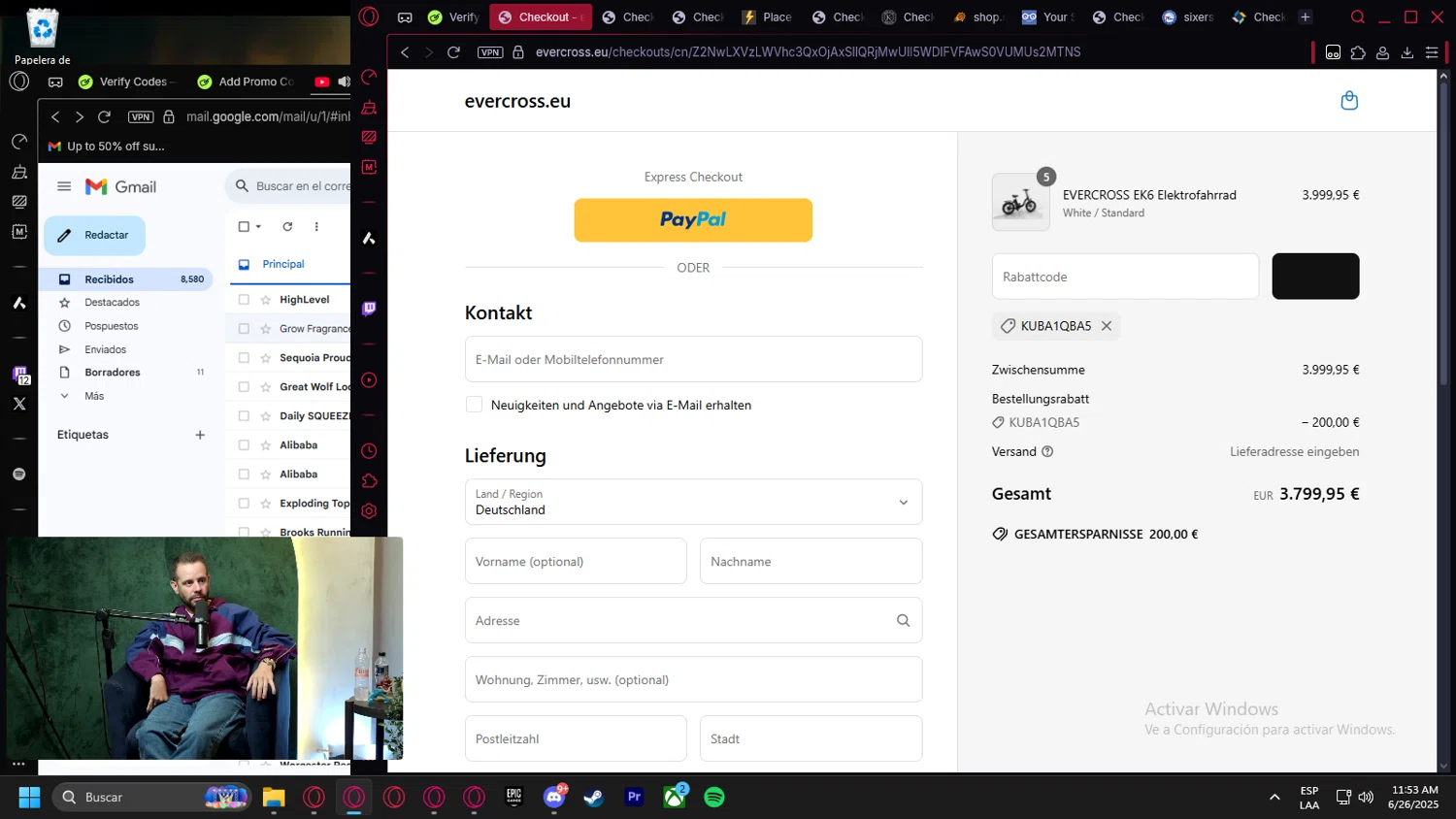 Evercross discount code screenshot showing code KUBA1QBA5 applied at Evercross checkout page. Uploaded by SimplyCodes community member leonardocamacho2 on Jun 26, 2025