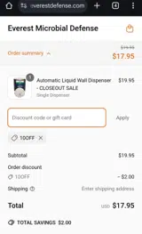 10OFF coupon verification screenshot