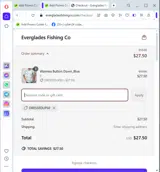 Everglades Fishing Co coupon verification screenshot