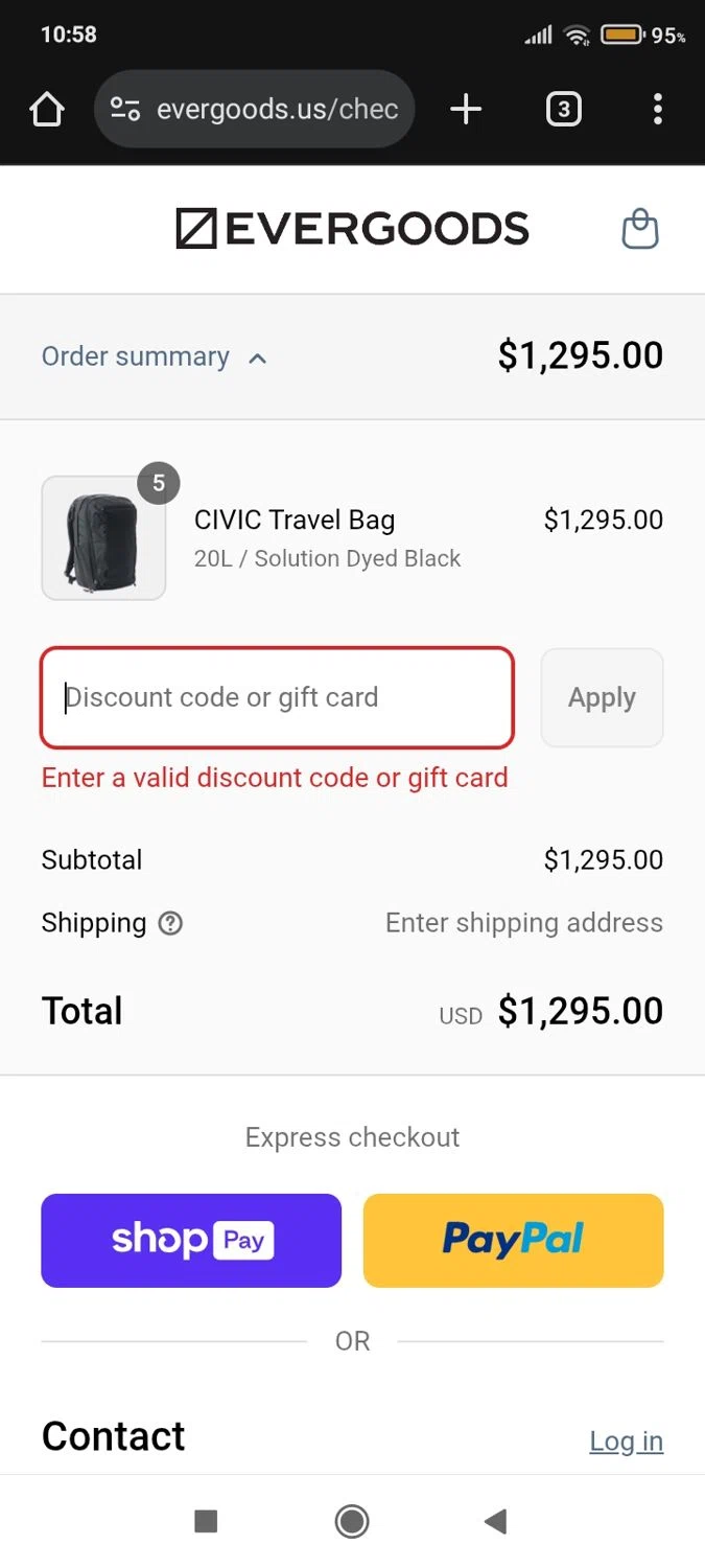 Evergoods discount code screenshot showing code THANKyou35% applied at Evergoods checkout page. Uploaded by SimplyCodes community member pao579649988 on Jul 24, 2025