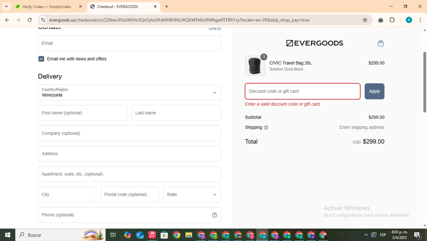 Evergoods discount code screenshot showing code HOLIDAY2024 applied at Evergoods checkout page. Uploaded by SimplyCodes community member BudgetHero4407 on Apr 4, 2025