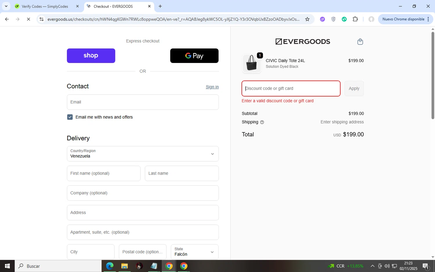 Evergoods discount code screenshot showing code CDT24 applied at Evergoods checkout page. Uploaded by SimplyCodes community member dtavoplomeria on Nov 3, 2025