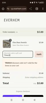 Trim10 coupon verification screenshot