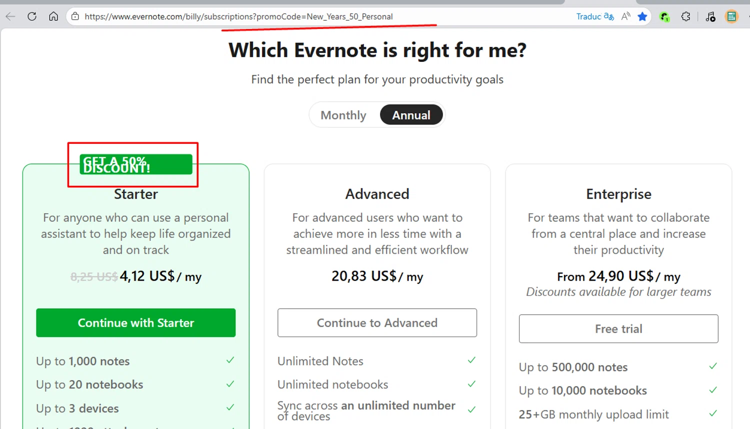 Evernote promo code screenshot showing code New_Years_50_Personal applied at Evernote checkout page. Uploaded by SimplyCodes community member morella687 on Feb 3, 2026