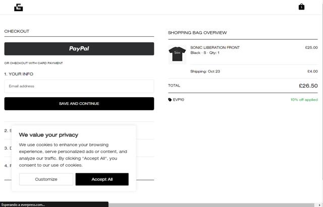 Everpress checkout page showing Everpress discount code box | Screenshot taken by SimplyCodes community member on Sep 16, 2024