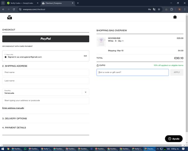 Everpress checkout page showing Everpress discount code box | Screenshot taken by SimplyCodes community member on Feb 8, 2025