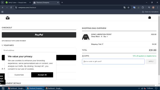 Everpress checkout page showing Everpress discount code box | Screenshot taken by SimplyCodes community member on Jan 27, 2025