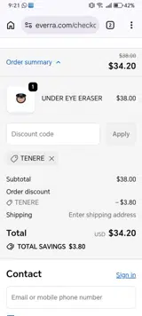 Everra coupon verification screenshot