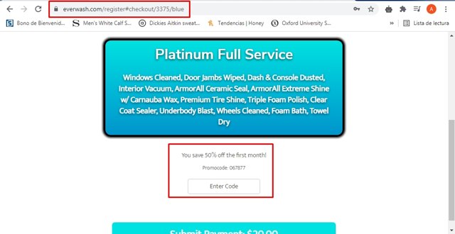 EverWash checkout page showing EverWash promo code box | Screenshot taken by SimplyCodes community member on Aug 21, 2021