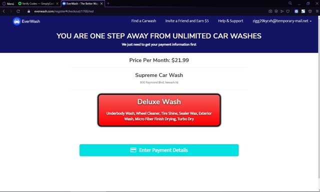 EverWash checkout page showing EverWash promo code box | Screenshot taken by SimplyCodes community member on Sep 11, 2021