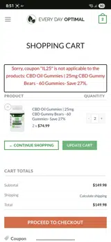 IL25 coupon verification screenshot