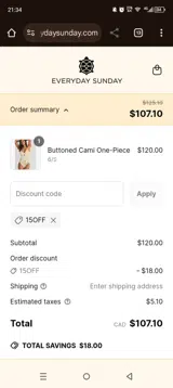 15OFF coupon verification screenshot