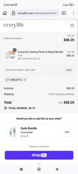 Corley10 coupon verification screenshot