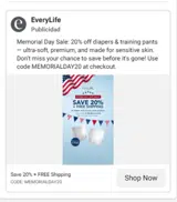 MEMORIALDAY20 coupon verification screenshot