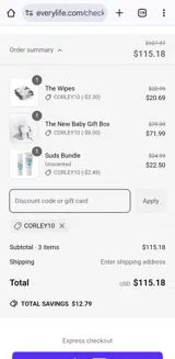 Corley10 coupon verification screenshot