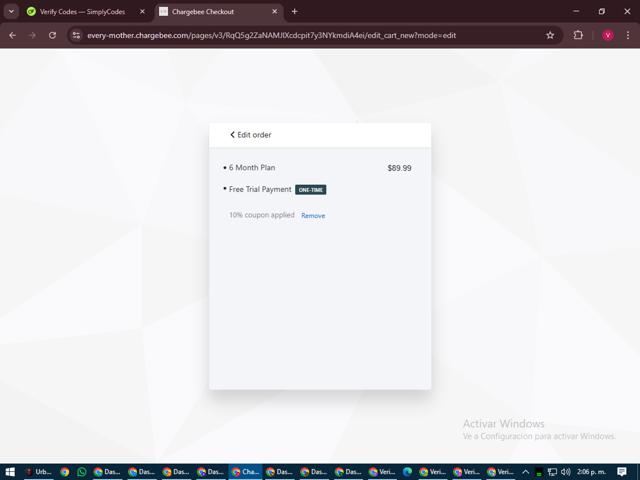 Every Mother checkout page showing Every Mother coupon code box | Screenshot taken by SimplyCodes community member on Jul 7, 2025