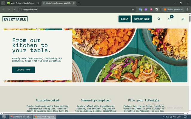 Everytable checkout page showing Everytable promo code box | Screenshot taken by SimplyCodes community member on Jul 18, 2025