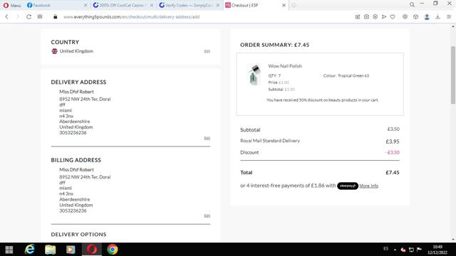 Everything5Pounds checkout page showing Everything5Pounds coupon code box | Screenshot taken by SimplyCodes community member on Dec 12, 2022