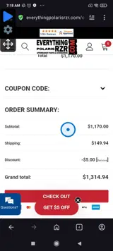 Everything Polaris RZR coupon verification screenshot