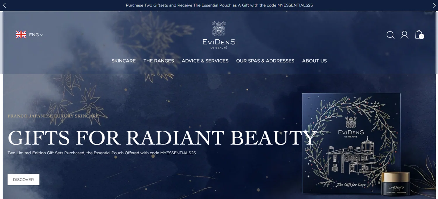 EviDens de Beaute promo code screenshot showing code MYESSENTIALS25 applied at EviDens de Beaute checkout page. Uploaded by SimplyCodes community member bettercallkim on Dec 22, 2025