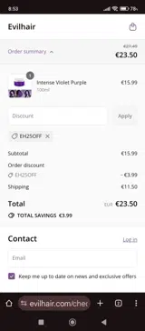EH25OFF coupon verification screenshot