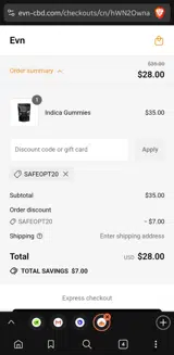 SAFEOPT20 coupon verification screenshot