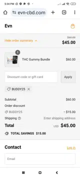 BUDDY25 coupon verification screenshot