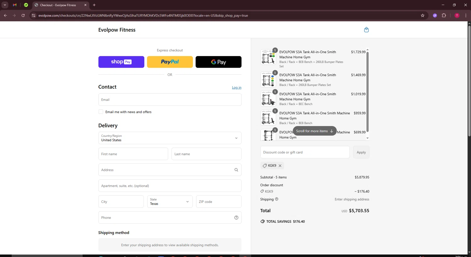 Evolpow promo code screenshot showing code KGK9 applied at Evolpow checkout page. Uploaded by SimplyCodes community member WiseScout3498 on Jun 17, 2025