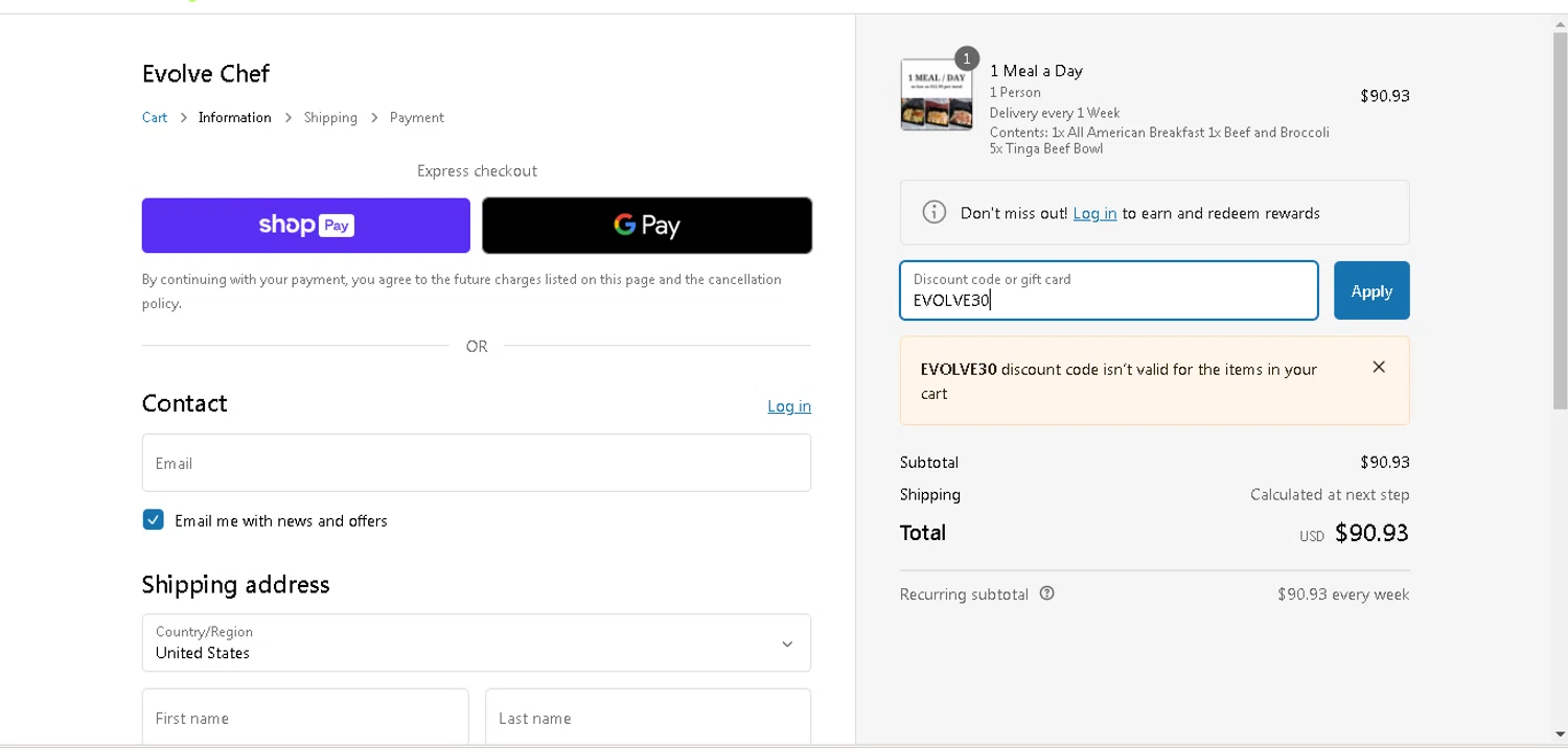 how to use Evolve Chef coupons