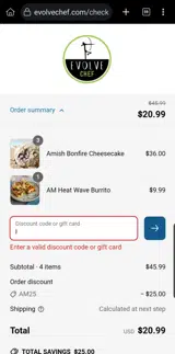 AM25 coupon verification screenshot