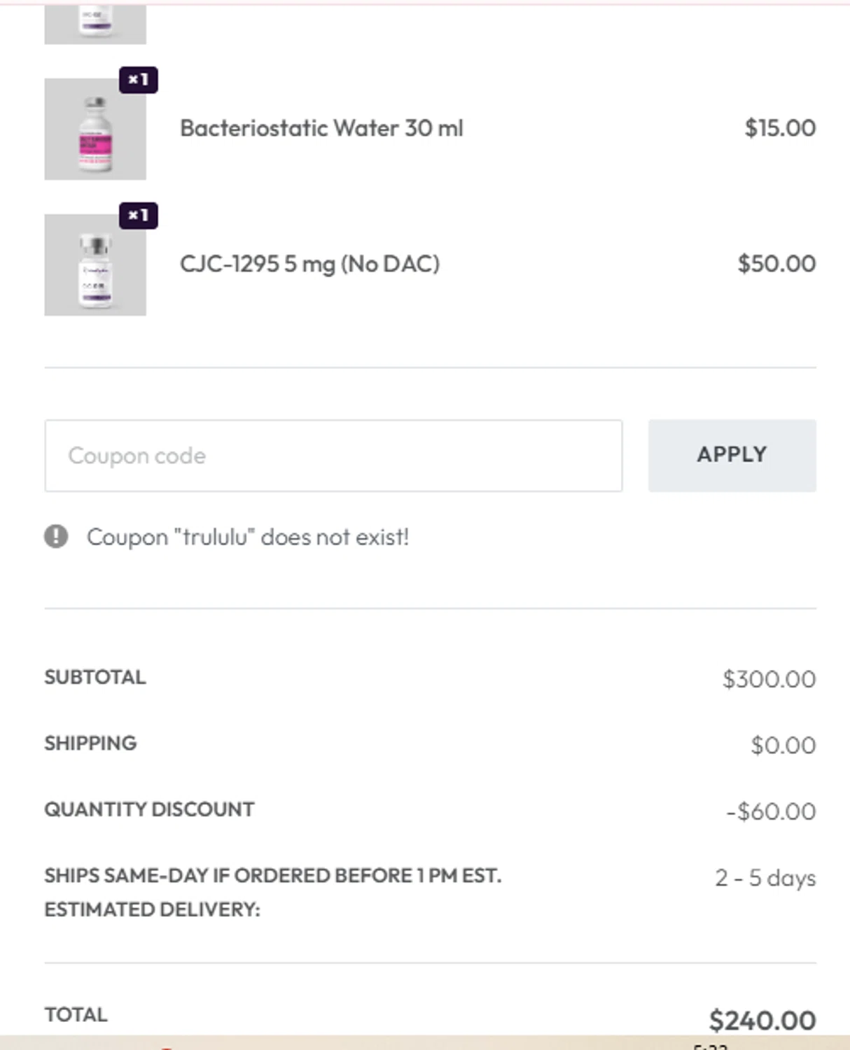 Evolve Peptides promo code screenshot showing code trululu applied at Evolve Peptides checkout page. Uploaded by SimplyCodes community member ericramirez on Jun 13, 2025