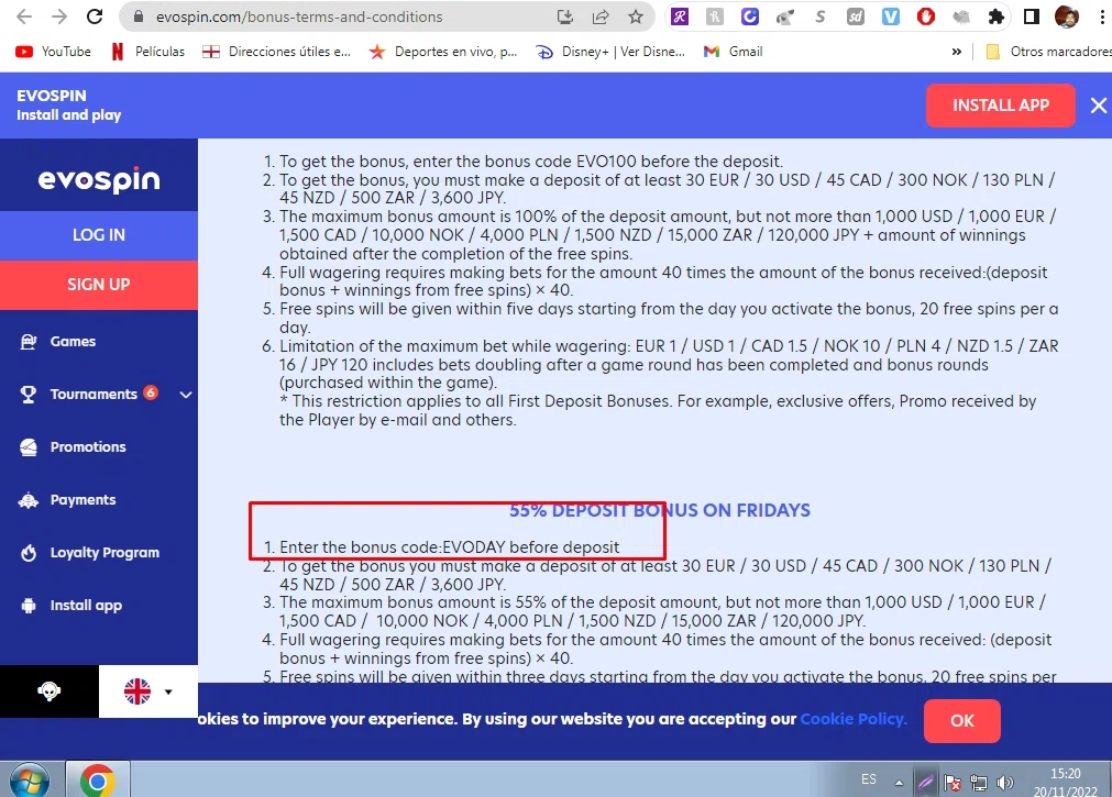 Evospin checkout page showing Evospin promo code box | Screenshot taken by SimplyCodes community member on Nov 20, 2022