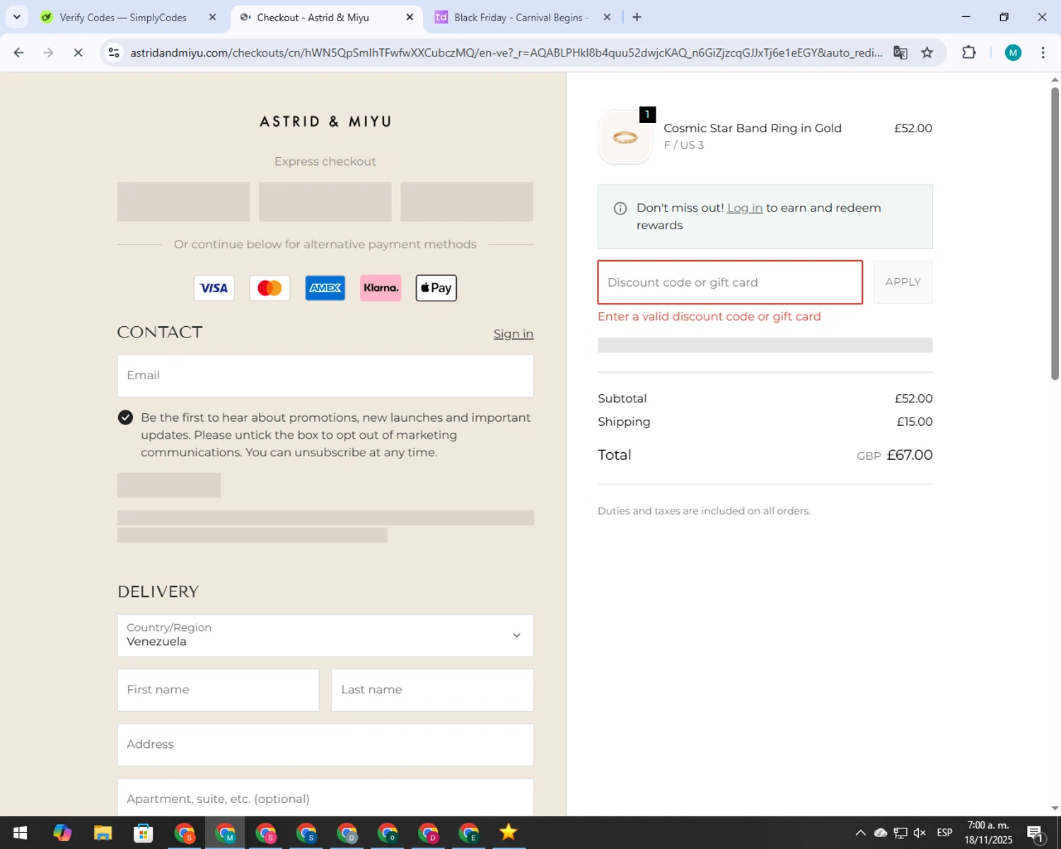 Evoto discount code screenshot showing code OFFICIALEVOTO applied at Evoto checkout page. Uploaded by SimplyCodes community member 00000007 on Nov 18, 2025