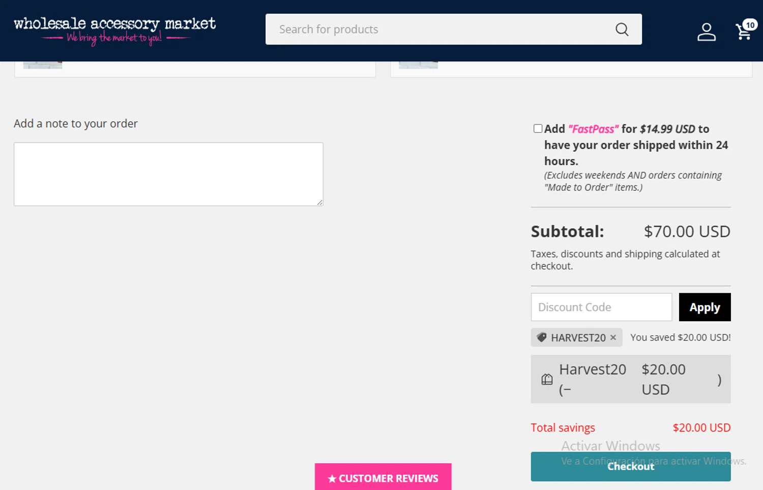 Wholesale Accessory Market checkout page showing Wholesale Accessory Market discount code box | Screenshot taken by SimplyCodes community member on Nov 27, 2025