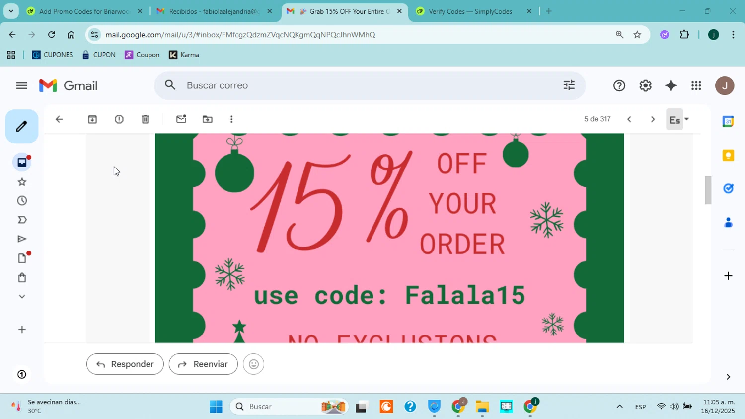 Wholesale Accessory Market discount code screenshot showing code FALALA15 applied at Wholesale Accessory Market checkout page. Uploaded by SimplyCodes community member ABHF23 on Dec 16, 2025