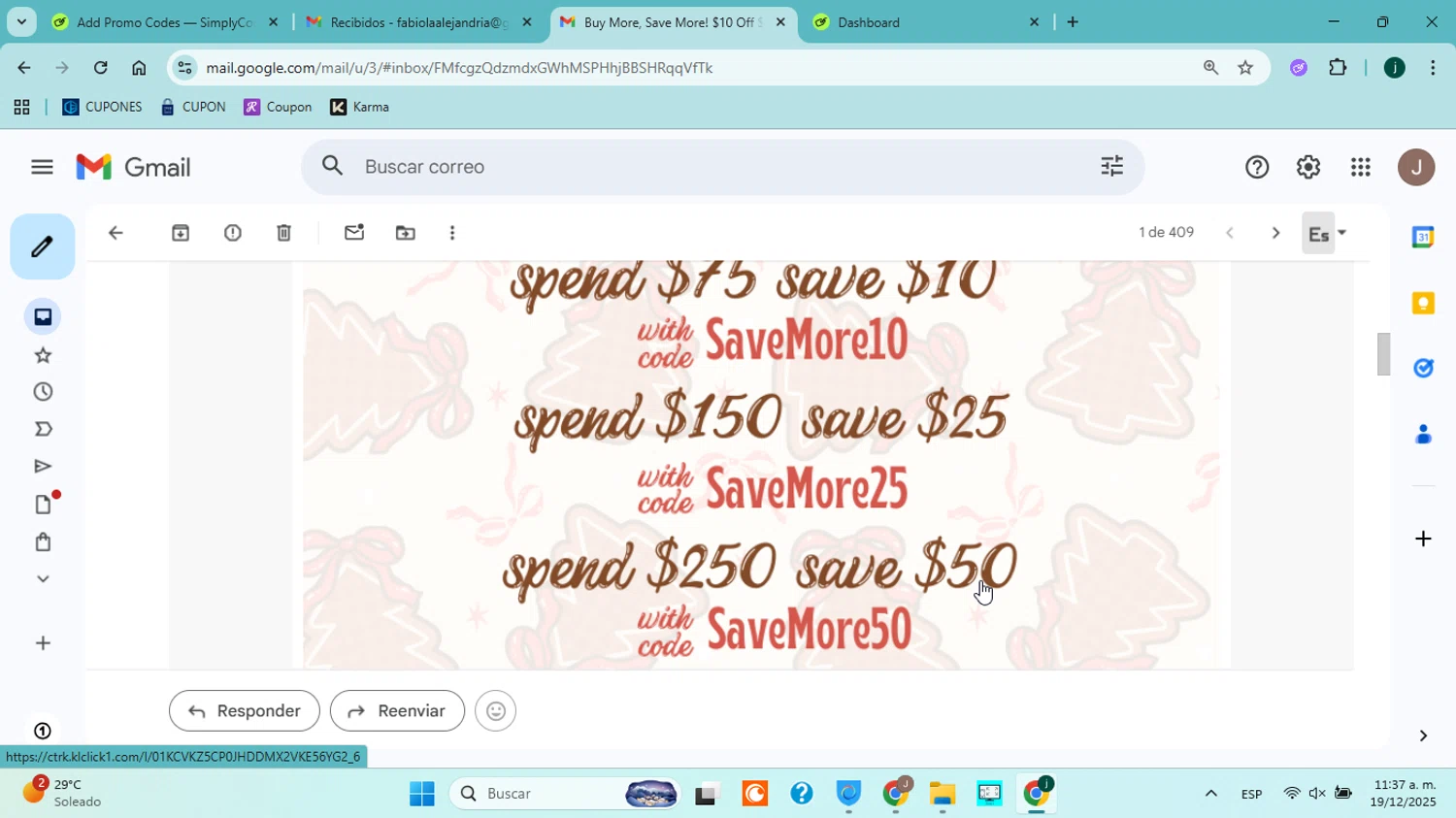 Wholesale Accessory Market discount code screenshot showing code SAVEMORE25 applied at Wholesale Accessory Market checkout page. Uploaded by SimplyCodes community member jorgejavierherrera on Dec 19, 2025