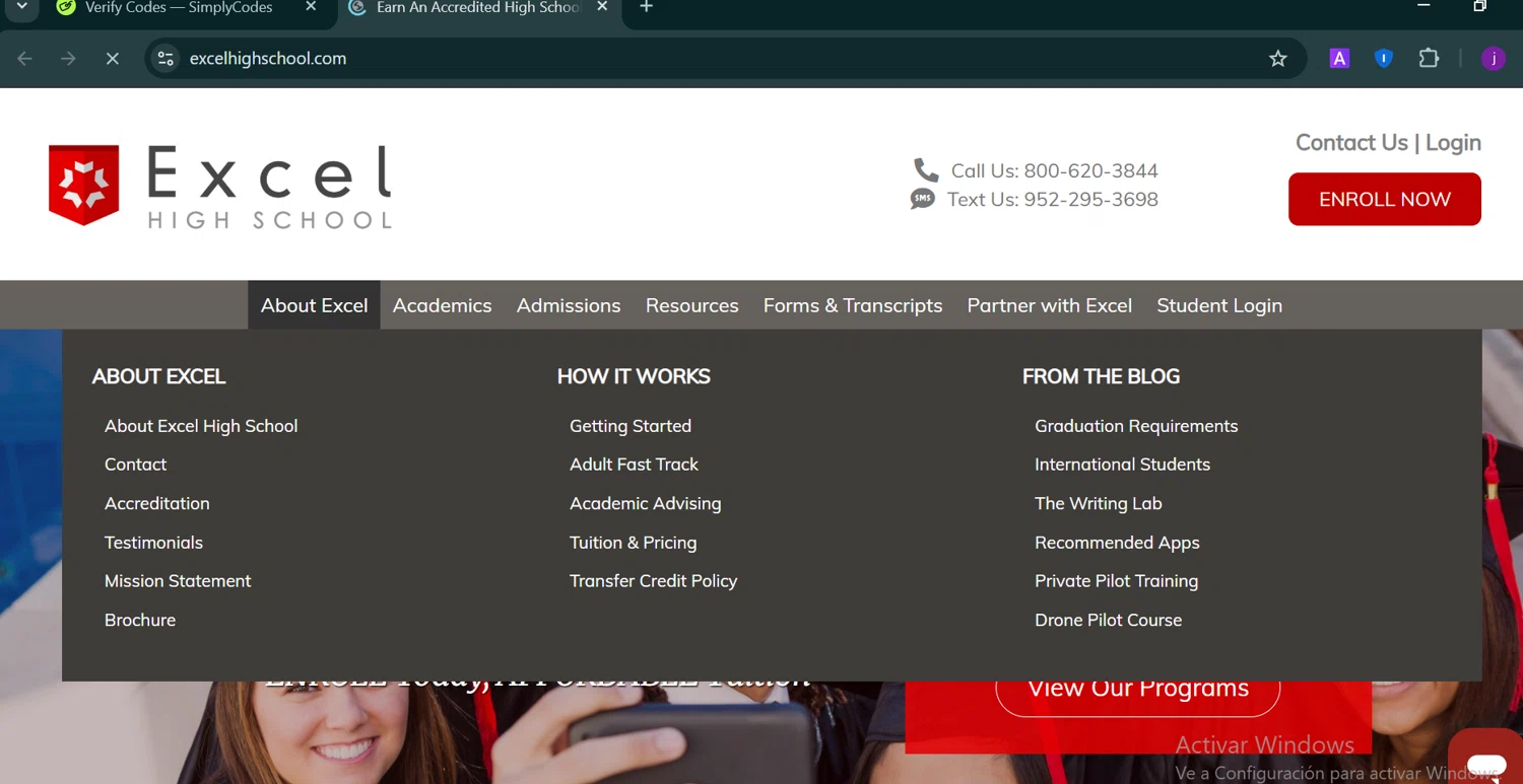 Excel High School promo code screenshot showing code SPRING25 applied at Excel High School checkout page. Uploaded by SimplyCodes community member Trump23 on Mar 18, 2025