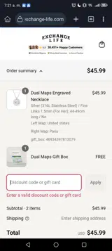 WELCOME10 coupon verification screenshot