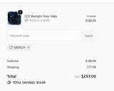 GRINCH coupon verification screenshot